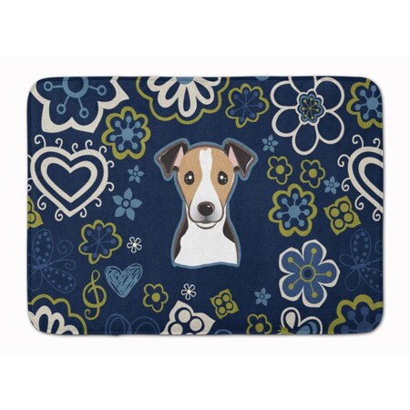 Carolines Treasures Blue Flowers Jack Russell Terrier Machine Washable Memory Foam Mat BB5112RUG